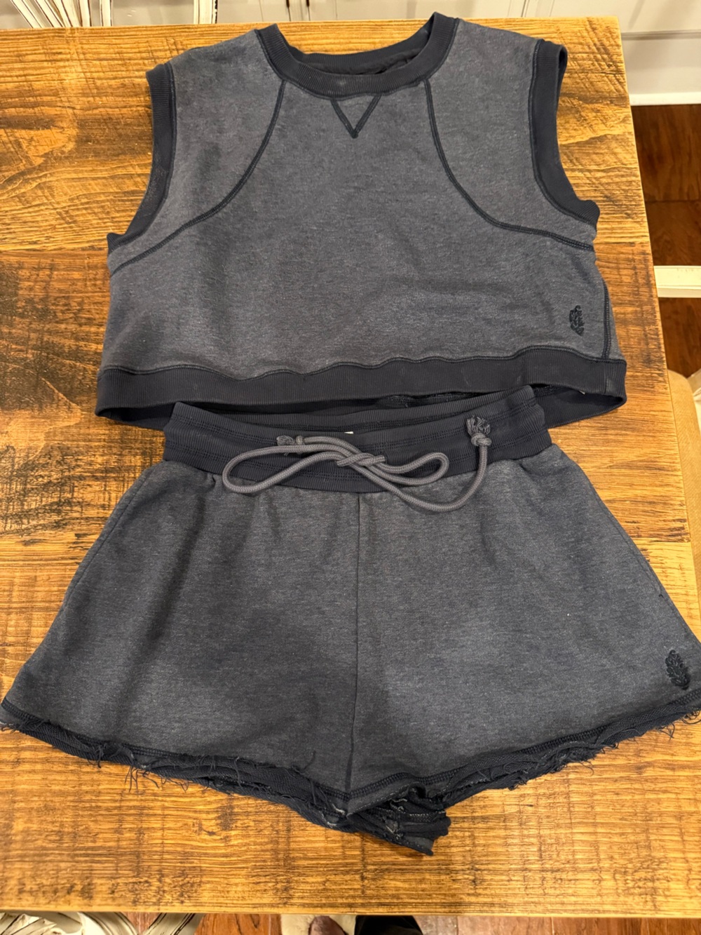 FP Movement by Free People Washed Charcoal Gray Fleece Athletic Short Set